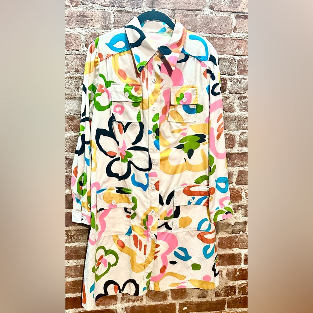 Fun colorful long sleeve and pocket jacket dress 🏳️‍🌈